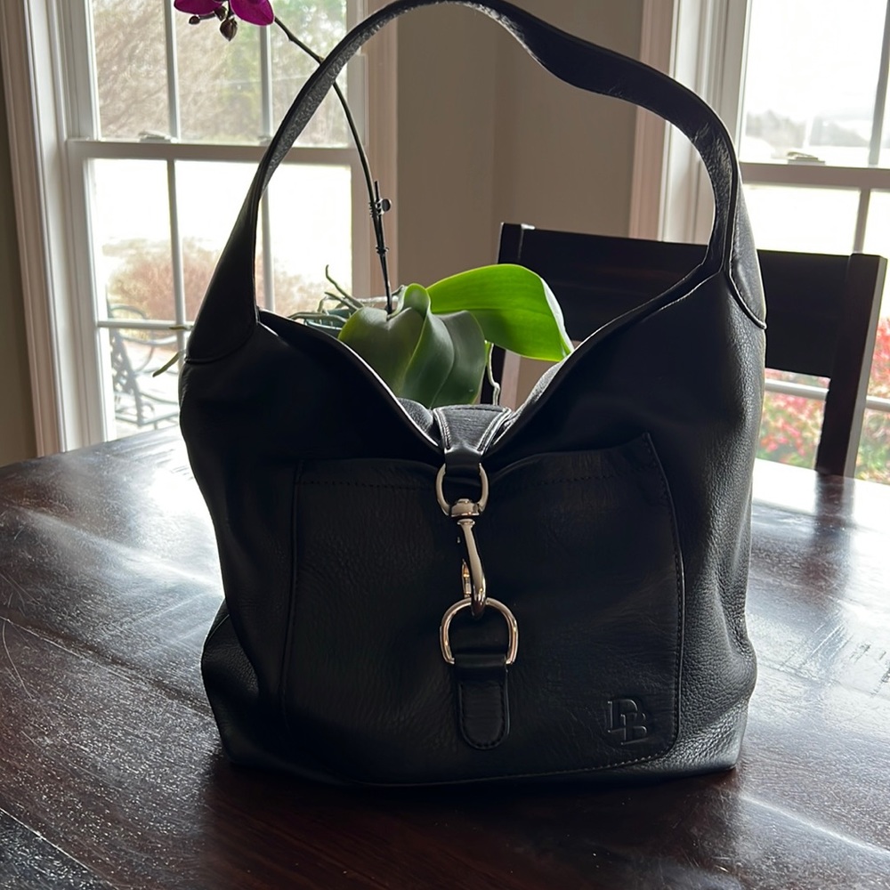 Dooney and Bourke Logo Lock with front pocket black leather